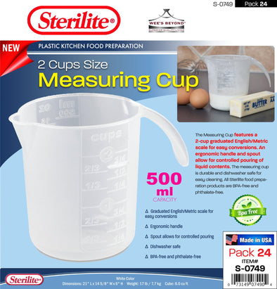 #S-0749 Sterilite Plastic 2-Cup Measuring Cup (case pack 4 pcs)