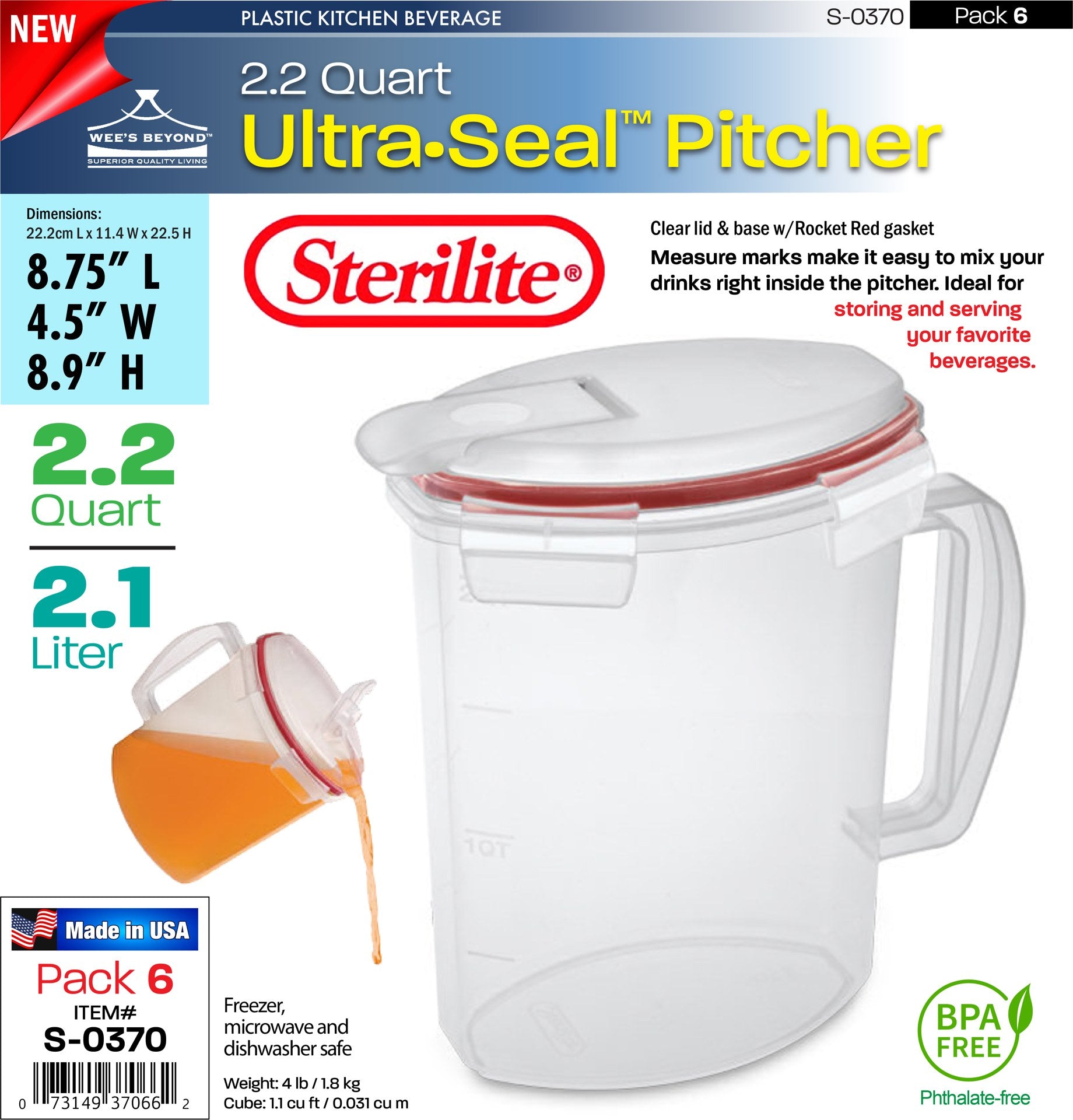 Buy Sterilite® 2-Quart Pitcher at S&S Worldwide