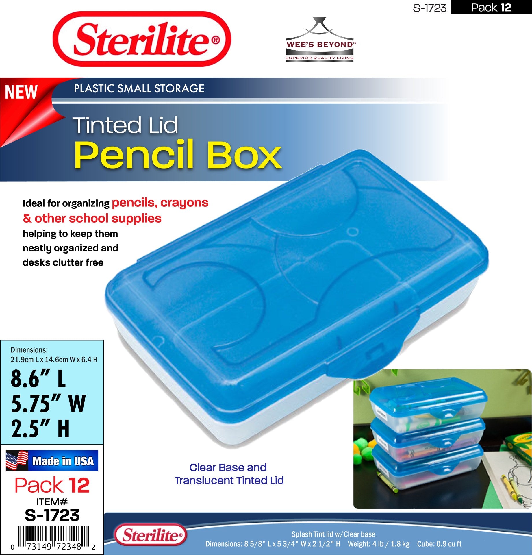 S-1723 Sterilite Plastic Pencil Box (case pack 12 pcs) – WEE'S