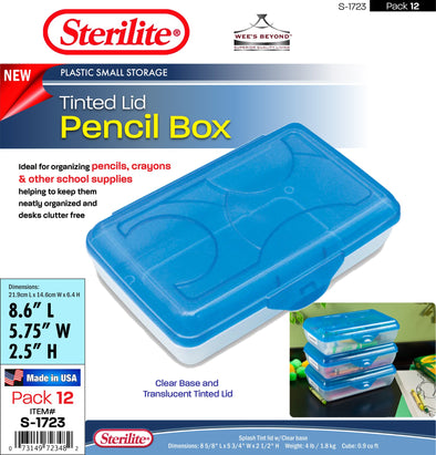 #S-1723 Sterilite Plastic Pencil Box (case pack 12 pcs)