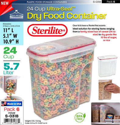 #S-0318 Sterilite Plastic Ultra¥Sealª 24.0 Cup Dry Food Container (case pack 6 pcs)